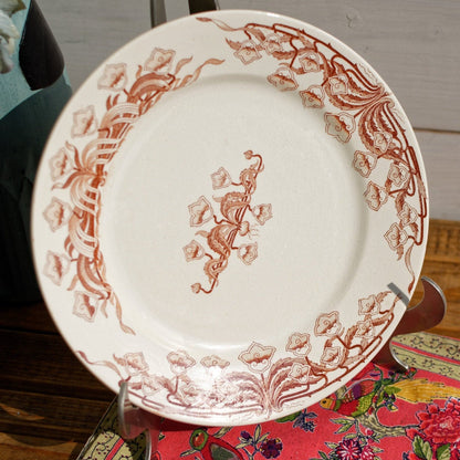 French Ironstone Brown Transferware Salad Plate Jeannette U&C Sarreguemines Terre de Fer