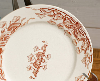 French Ironstone Brown Transferware Salad Plate Jeannette U&C Sarreguemines Terre de Fer