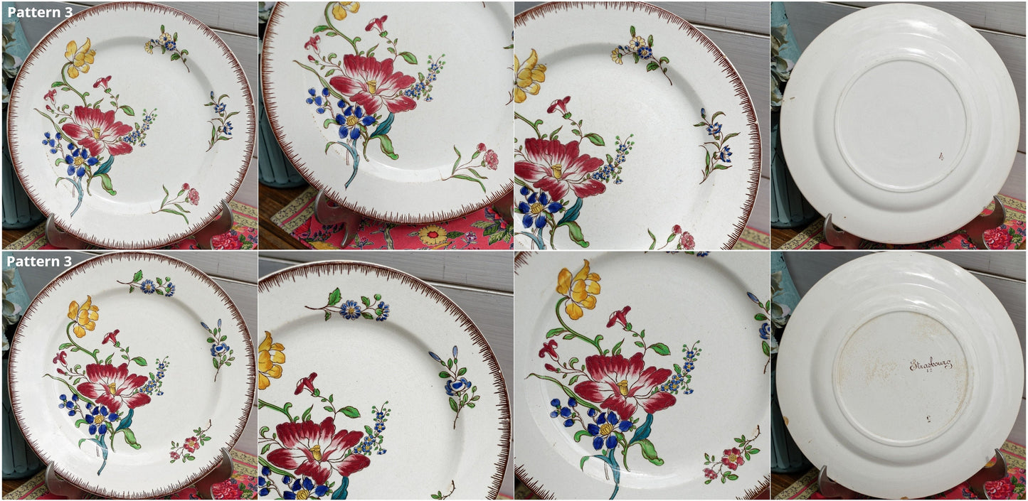 French Ironstone Dinner Plate Joseph Hannong Strasbourg Faiencerie of Clairefontaine Polychrome