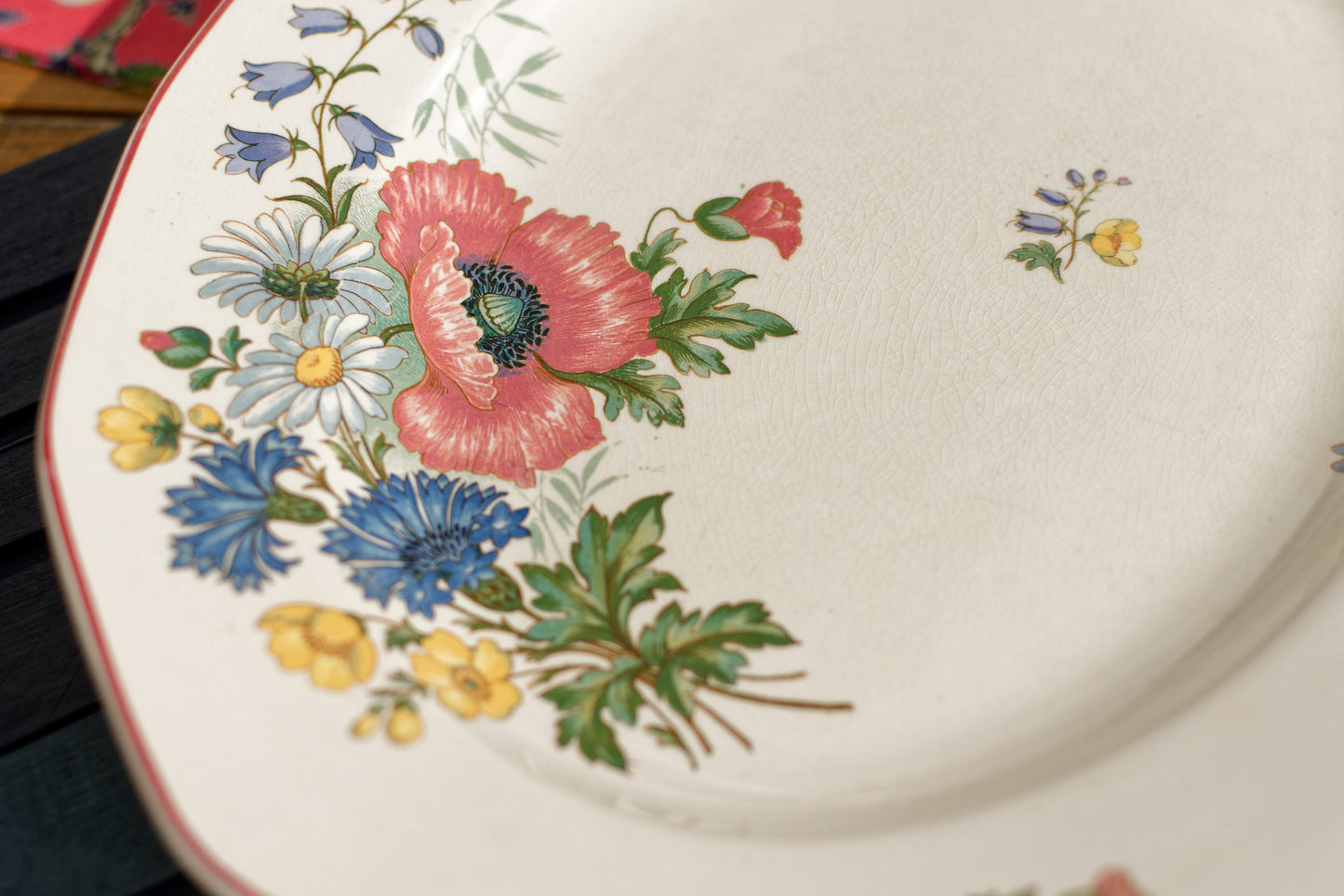 French German Ironstone Serving Plate OLD ABBEY WARE Fleurs Des Champs V & B.M SAAR Basin 1584 Villeroy & Boch