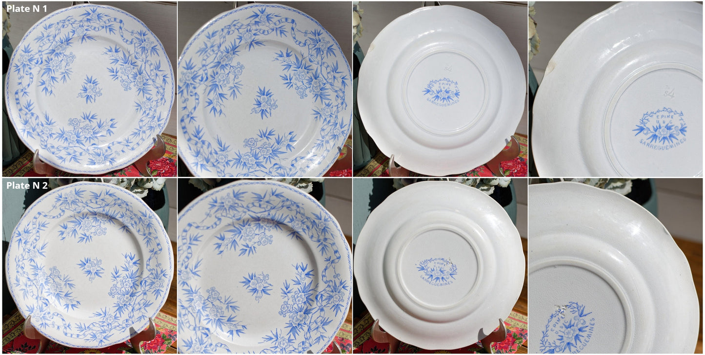 French Ironstone Lavender Transferware Plate EPINE Sarreguemines U&C France Terre de Fer