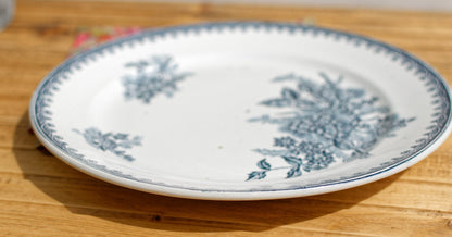 French Ironstone Blue Transferware Plate MARGOT Hen/Coq Ste Amandinoise St Amand Terre de Fer