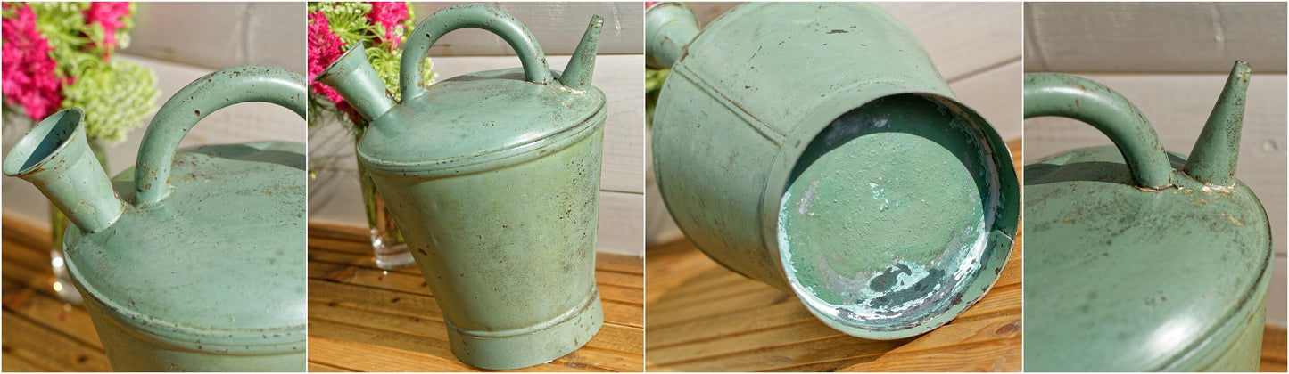 French Antique Galvanized Metal Canister Watering Can Home Decor