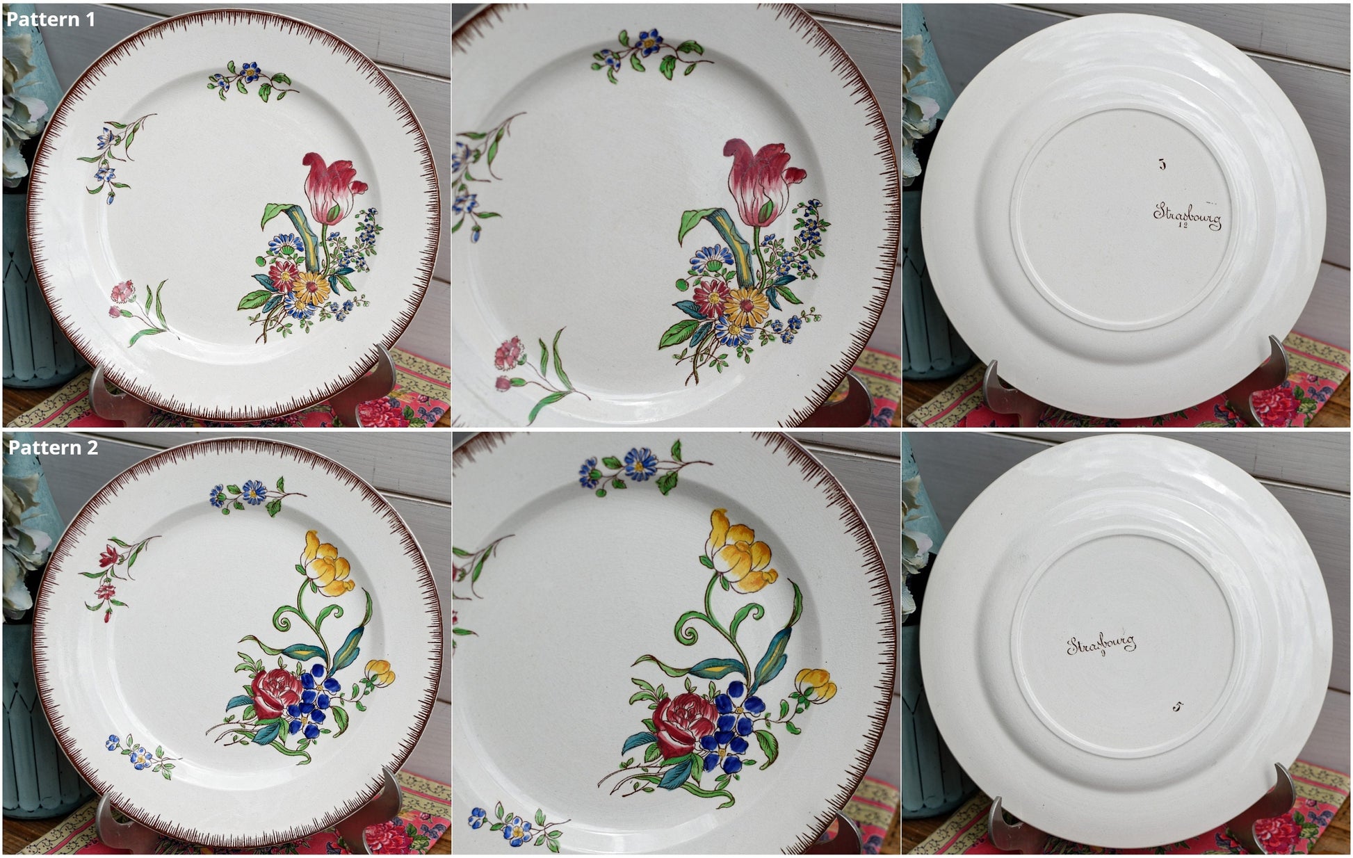 French Ironstone Dinner Plate Joseph Hannong Strasbourg Faiencerie of Clairefontaine Polychrome