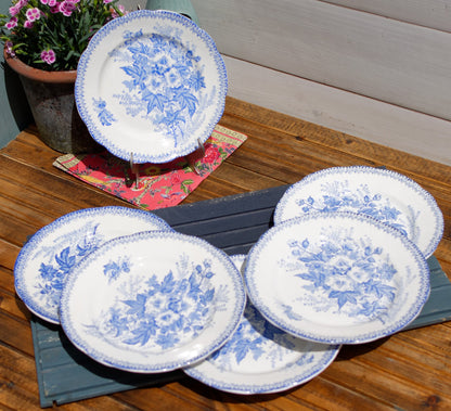 French Ironstone Blue Transferware Plate EGLANTINES ONNAING Terre de Fer