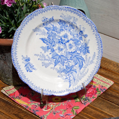 French Ironstone Blue Transferware Plate EGLANTINES ONNAING Terre de Fer