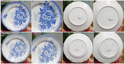 French Ironstone Blue Transferware Plate EGLANTINES ONNAING Terre de Fer