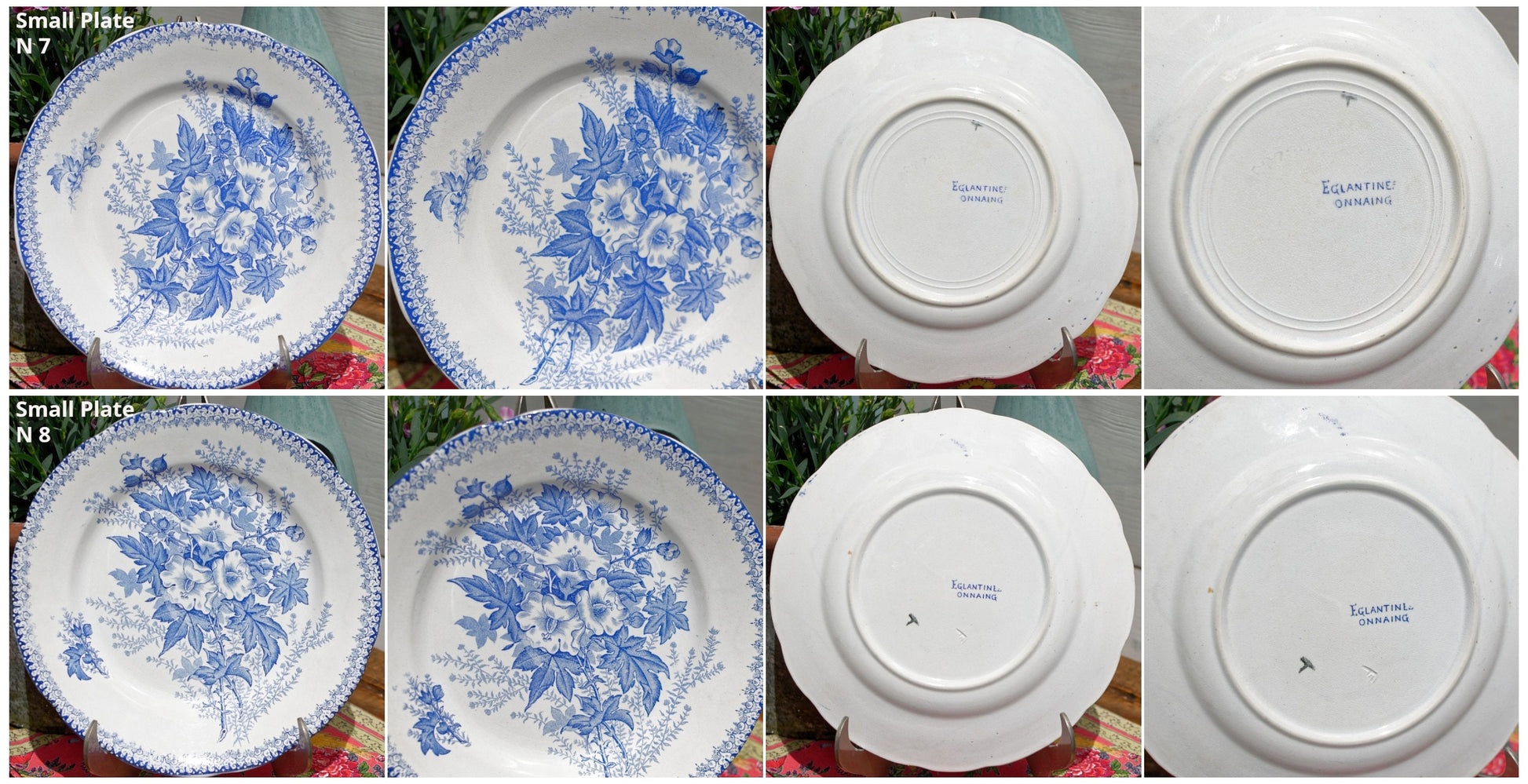 French Ironstone Blue Transferware Plate EGLANTINES ONNAING Terre de Fer