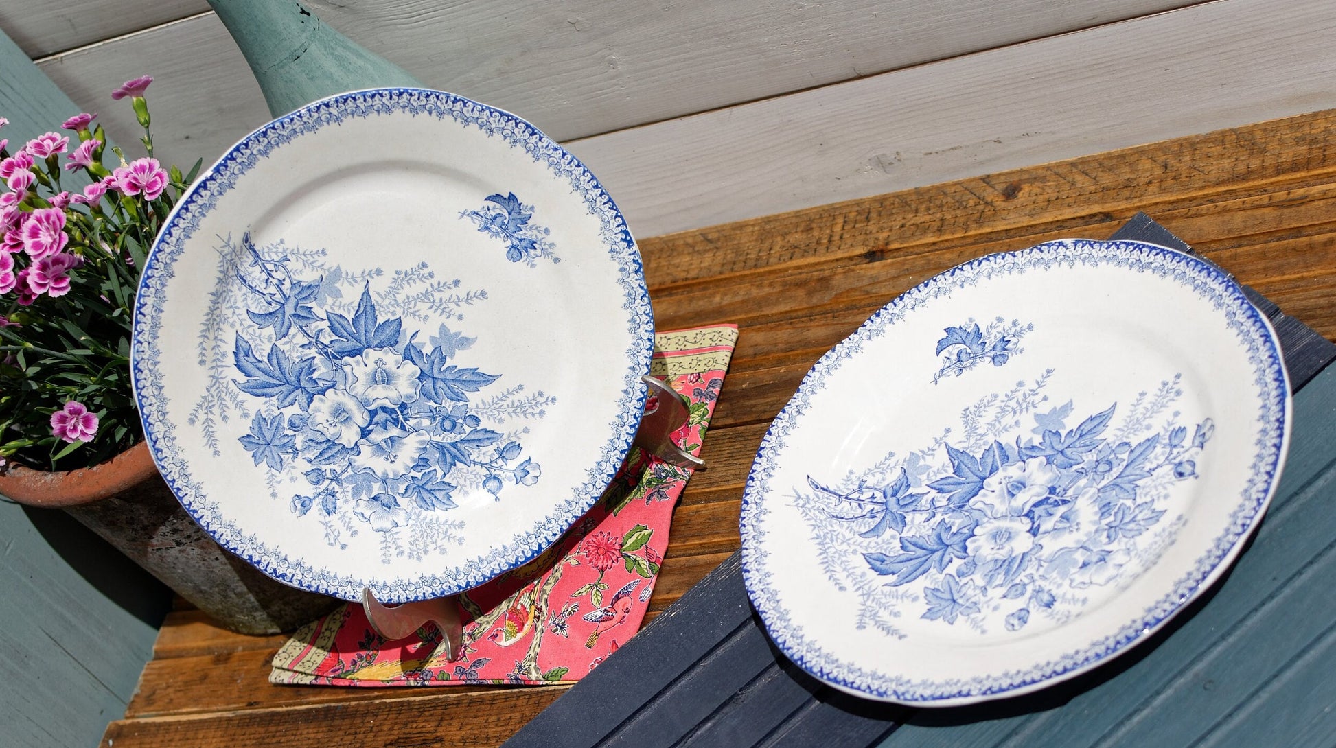 French Ironstone Blue Transferware Plate EGLANTINES ONNAING Terre de Fer