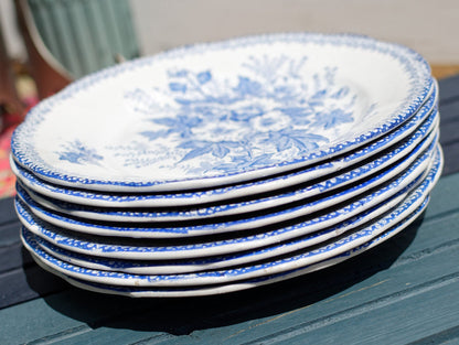 French Ironstone Blue Transferware Plate EGLANTINES ONNAING Terre de Fer