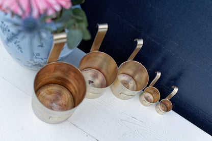 French Vintage Hanging Brass Measuring Cups Ladles with Hock Handles