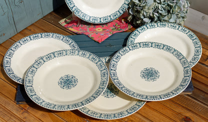 French Ironstone Blue Transferware Plate Terre de Fer Offert par les Magasins de la ville de Strasbourg 53-55 Avenue D’Italie 53-55 PARIS