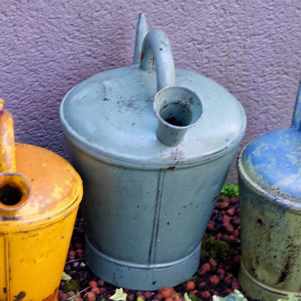 French Antique Galvanized Metal Canister Watering Can Home Decor