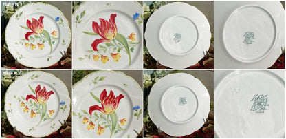 Années 1880/1900 ~ « TULIPE » K&amp;G (Keller et Guérin) Lunéville ~ Français Assiette à dîner antique en pierre de fer ~ Terre de Fer