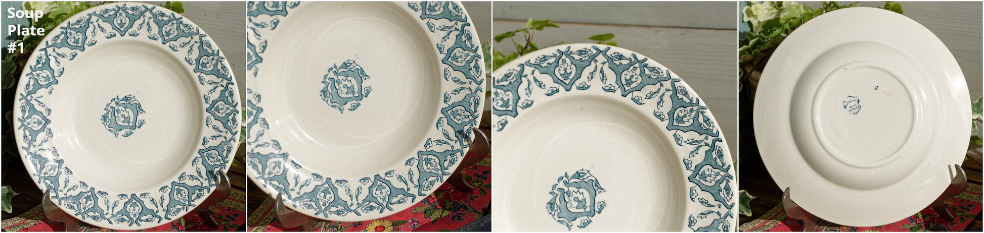 French Ironstone Blue Transferware Plate LONGWY RHODES Terre de Fer