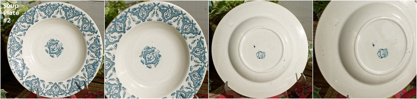 French Ironstone Blue Transferware Plate LONGWY RHODES Terre de Fer