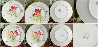 Années 1880/1900 ~ « TULIPE » K&amp;G (Keller et Guérin) Lunéville ~ Français Assiette à dîner antique en pierre de fer ~ Terre de Fer