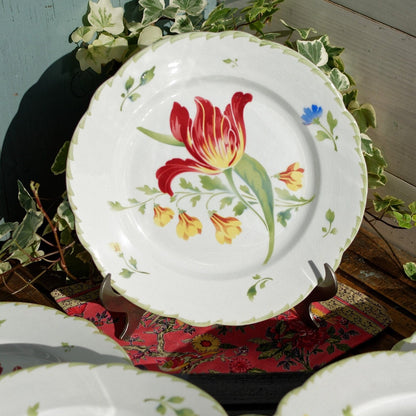 Années 1880/1900 ~ « TULIPE » K&amp;G (Keller et Guérin) Lunéville ~ Français Assiette à dîner antique en pierre de fer ~ Terre de Fer