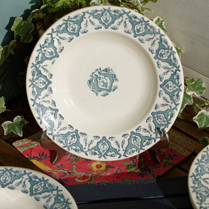 French Ironstone Blue Transferware Plate LONGWY RHODES Terre de Fer