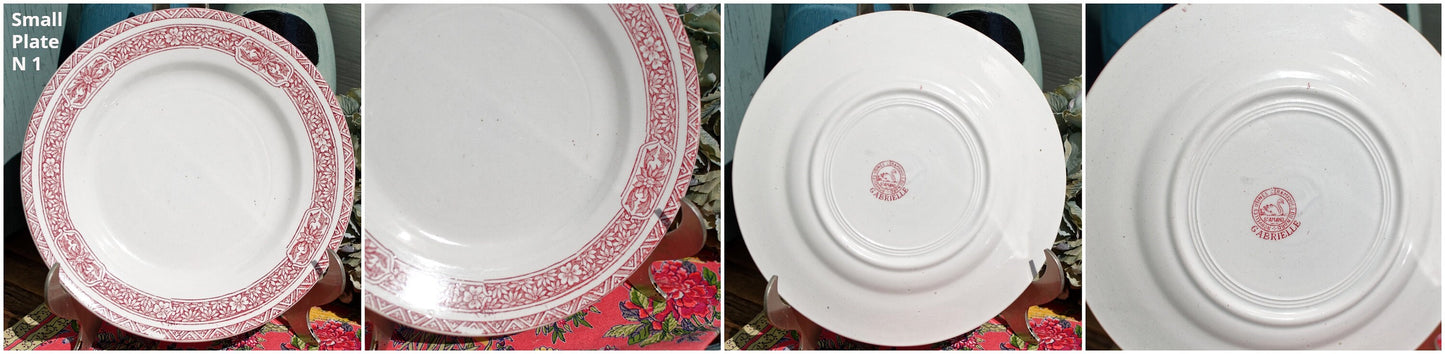 French Ironstone Red Transferware Plate Nouvelles Usines Ceramiques du Nord GABRIELLE France Terre de Fer