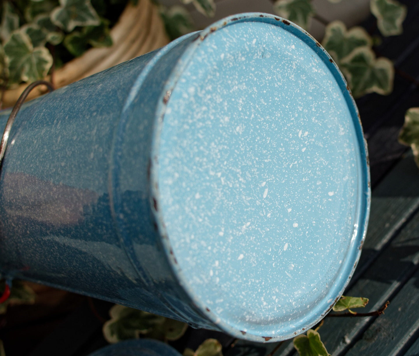 French Enamel Milk Pail Churn