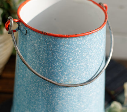 French Enamel Milk Pail Churn