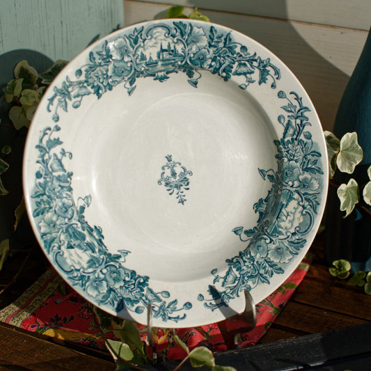 French Ironstone Blue Transferware Marine FT (Fenal Theophile) Badonviller France Terre de Fer