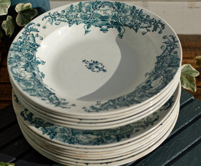 French Ironstone Blue Transferware Marine FT (Fenal Theophile) Badonviller France Terre de Fer