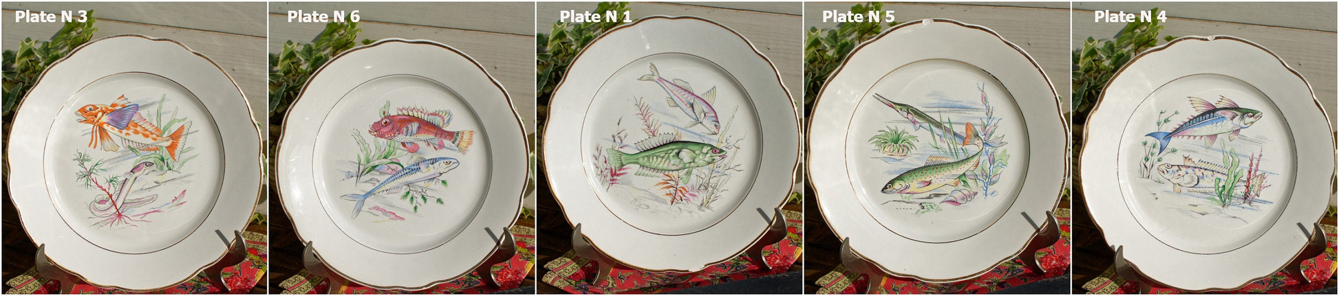 French Ironstone Fish Plate Sarreguemines & Digoin Veritable Opaque France Poisson de Mer Terre de Fer