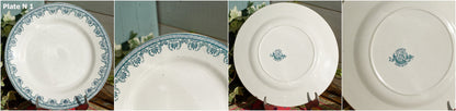 French Ironstone Blue Transferware Dinner Plate Lafayette SALINS S.F.N.G.R. Terre de Fer