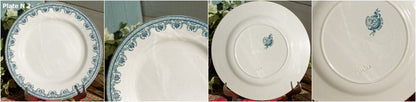 Années 1890/1900 ~ « Lafayette » SALINS SFNGR ~ Français Antique Ironstone Blue Transferware Dinner Plate ~ Terre de Fer