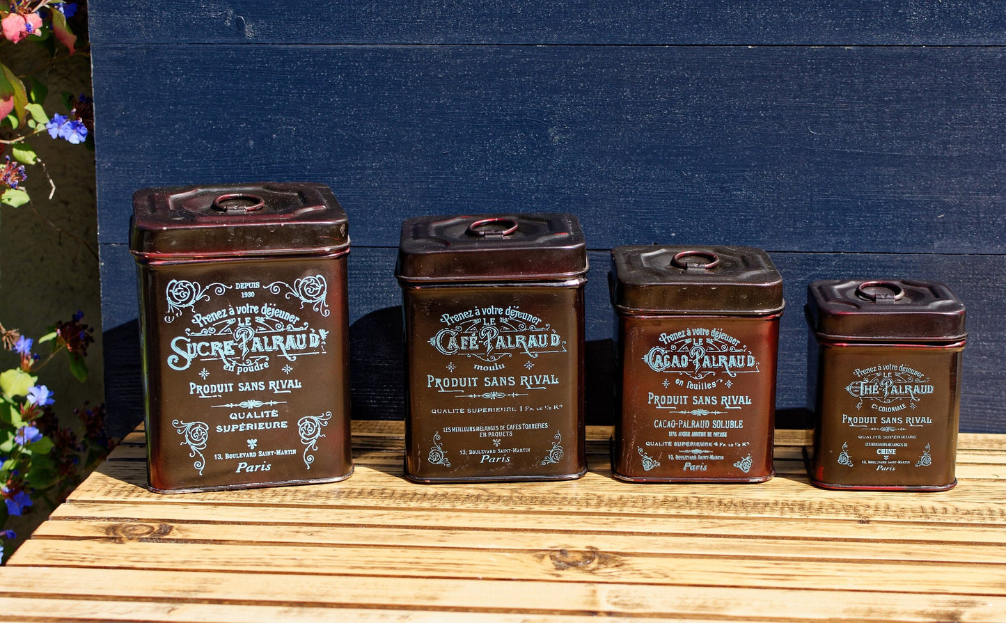 French Vintage Stackable Kitchen Nesting Canisters ~ Le Palraud 13 Boulevard Saint Martin PARIS