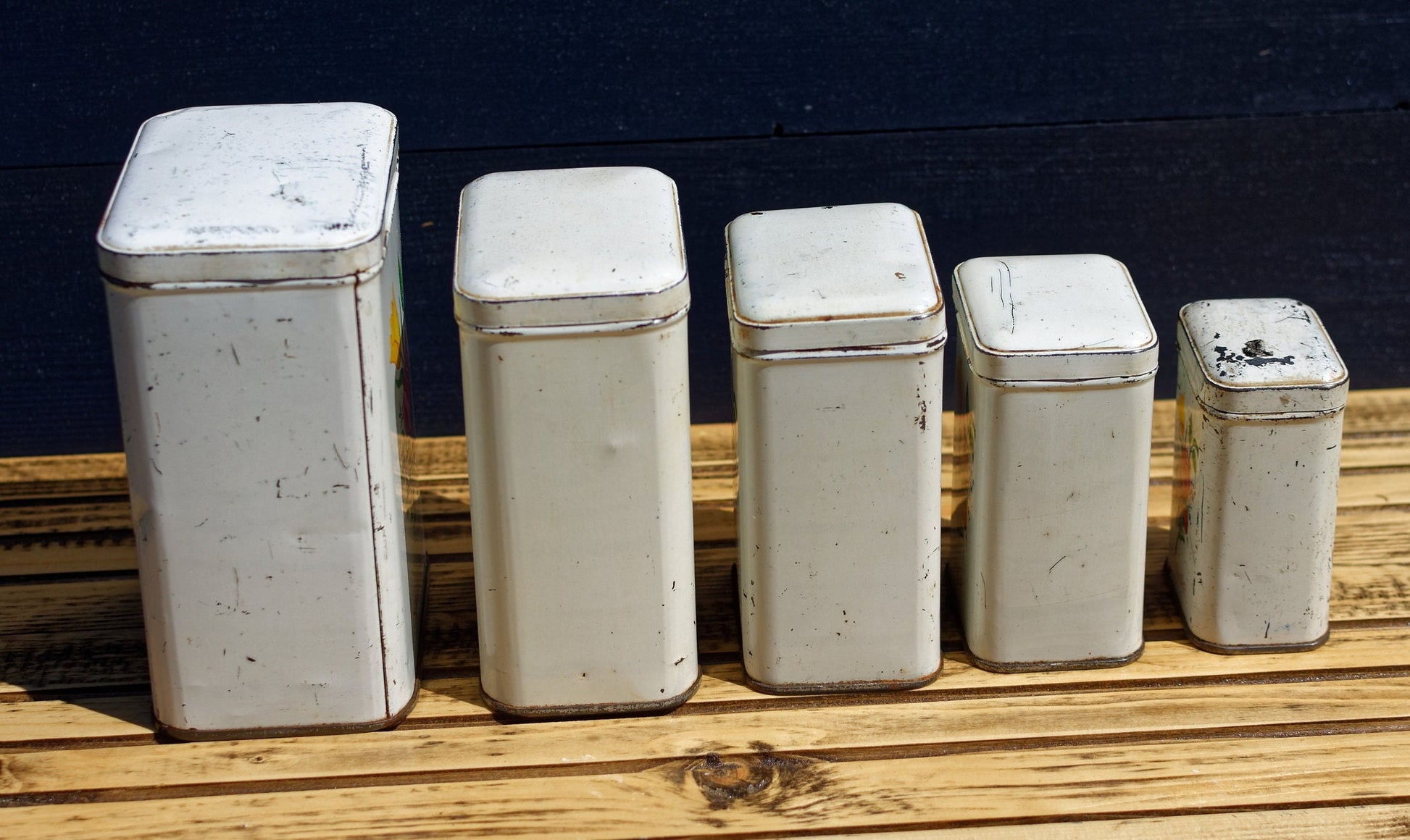 French Antique Aluminum Storage Nesting Canisters Spice Jars Sucre Farine Cafe The Poivre