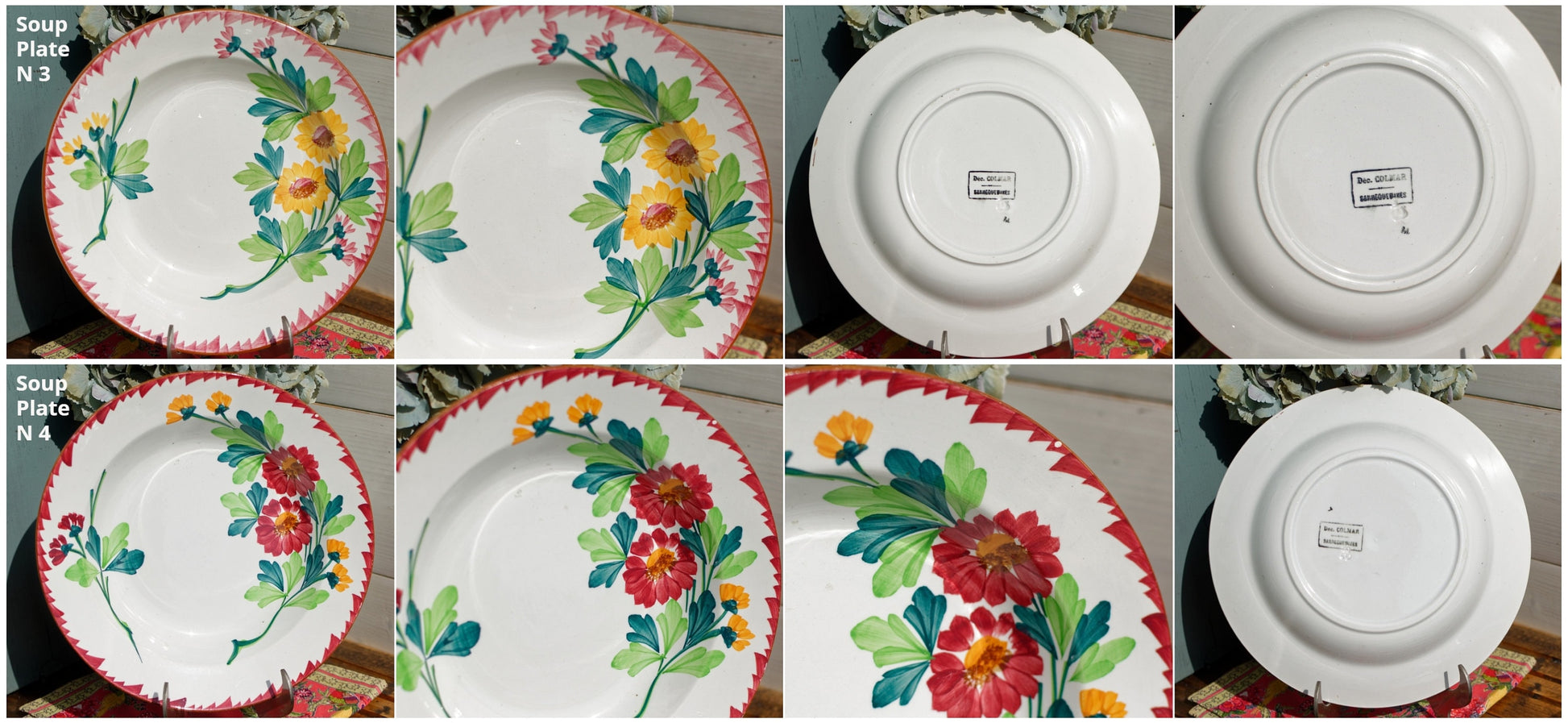 French Ironstone Hand-Painted Soup Plate Colmar Sarreguemines U&C Terre de Fer