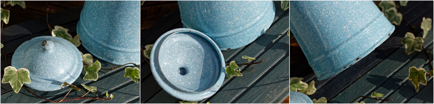 French Enamel Milk Pail Churn