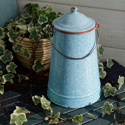 French Enamel Milk Pail Churn