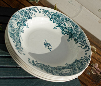 French Ironstone Blue Transferware Marine FT (Fenal Theophile) Badonviller France Terre de Fer