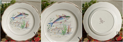 French Ironstone Fish Plate Sarreguemines & Digoin Veritable Opaque France Poisson de Mer Terre de Fer