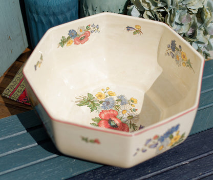 French German Ironstone Floral Serving Piece OLD ABBEY WARE Fleurs Des Champs V & B.M SAAR Basin 1584 Villeroy & Boch Terre de Fer