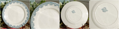 French Ironstone Blue Transferware Dinner Plate Lafayette SALINS S.F.N.G.R. Terre de Fer