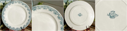 French Ironstone Blue Transferware Dinner Plate Lafayette SALINS S.F.N.G.R. Terre de Fer