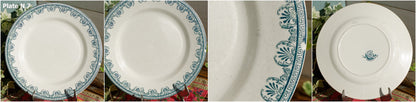 French Ironstone Blue Transferware Dinner Plate Lafayette SALINS S.F.N.G.R. Terre de Fer