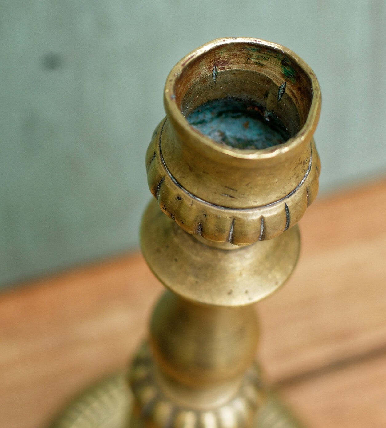 French Antique Bronze Brass Candle Holder