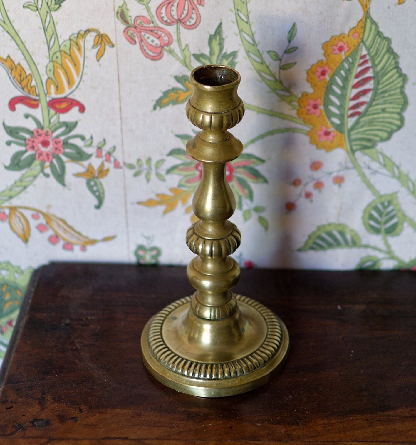 French Antique Bronze Brass Candle Holder