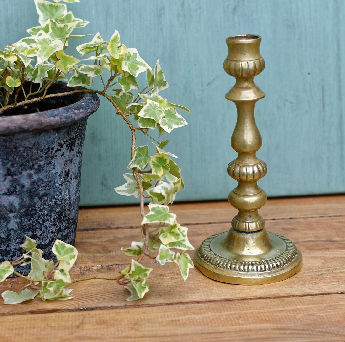 French Antique Bronze Brass Candle Holder