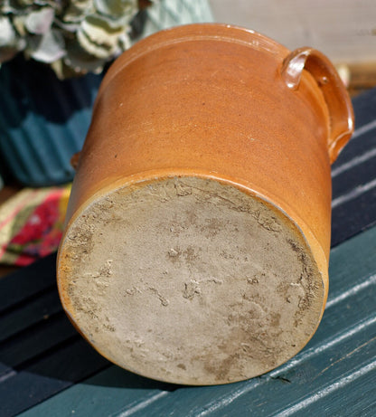 French Vintage Saloir Glazed Stoneware Sandstone Pot with Lid Terre Cuite