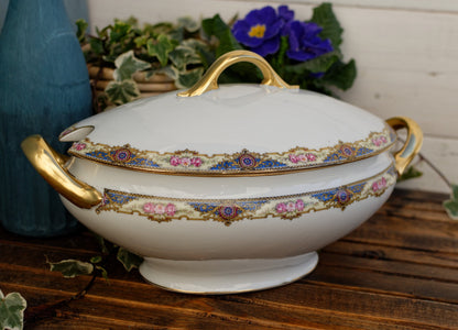 French Fine Porcelain Soup Tureen Soupiere F.Legrand & Cie Limoges France