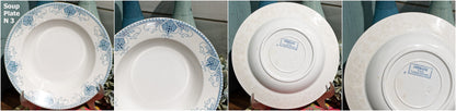 French Ironstone Blue Transferware Soup Plate GERMAINE France Sarreguemines U&C Terre de Fer