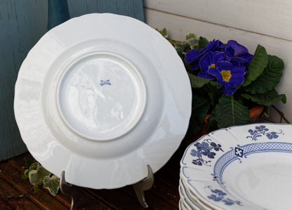 French Antique Ironstone Blue Transferware K&G (Keller et Guérin) Lunéville terre de fer