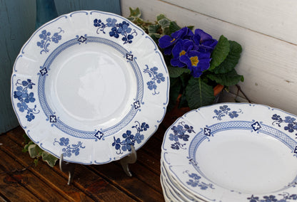 French Antique Ironstone Blue Transferware K&G (Keller et Guérin) Lunéville terre de fer